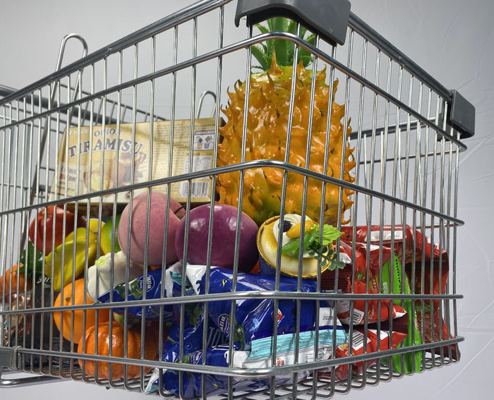 Australian Type Supermarket Shopping Trolley 125L Grocery Trolley Cart With PU Wheels