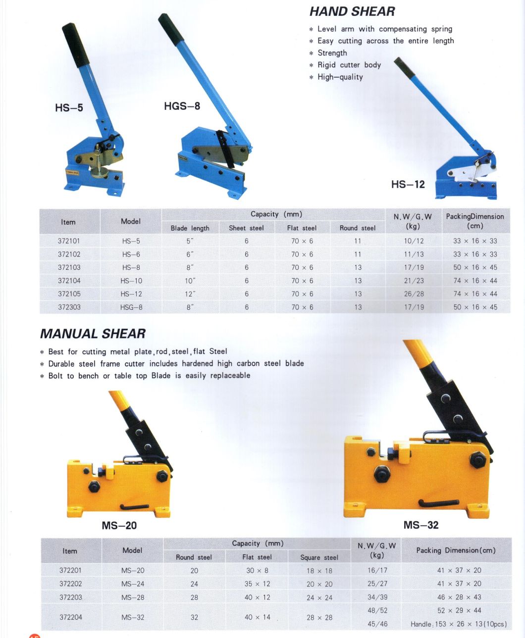 Hand Shear Bar and Section Machine