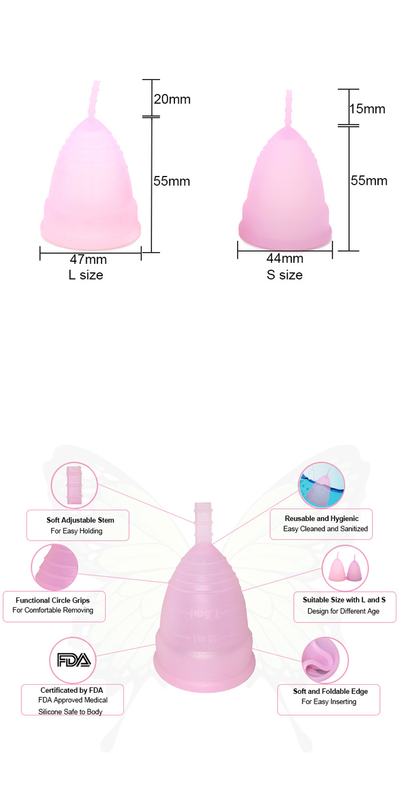 15ml Capacity Reusable Medical Silicone Menstrual Cup