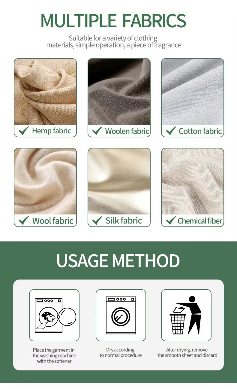 Natural Plant Fabric Dryer Sheet Lightweight Eco Friendly Long Lasting