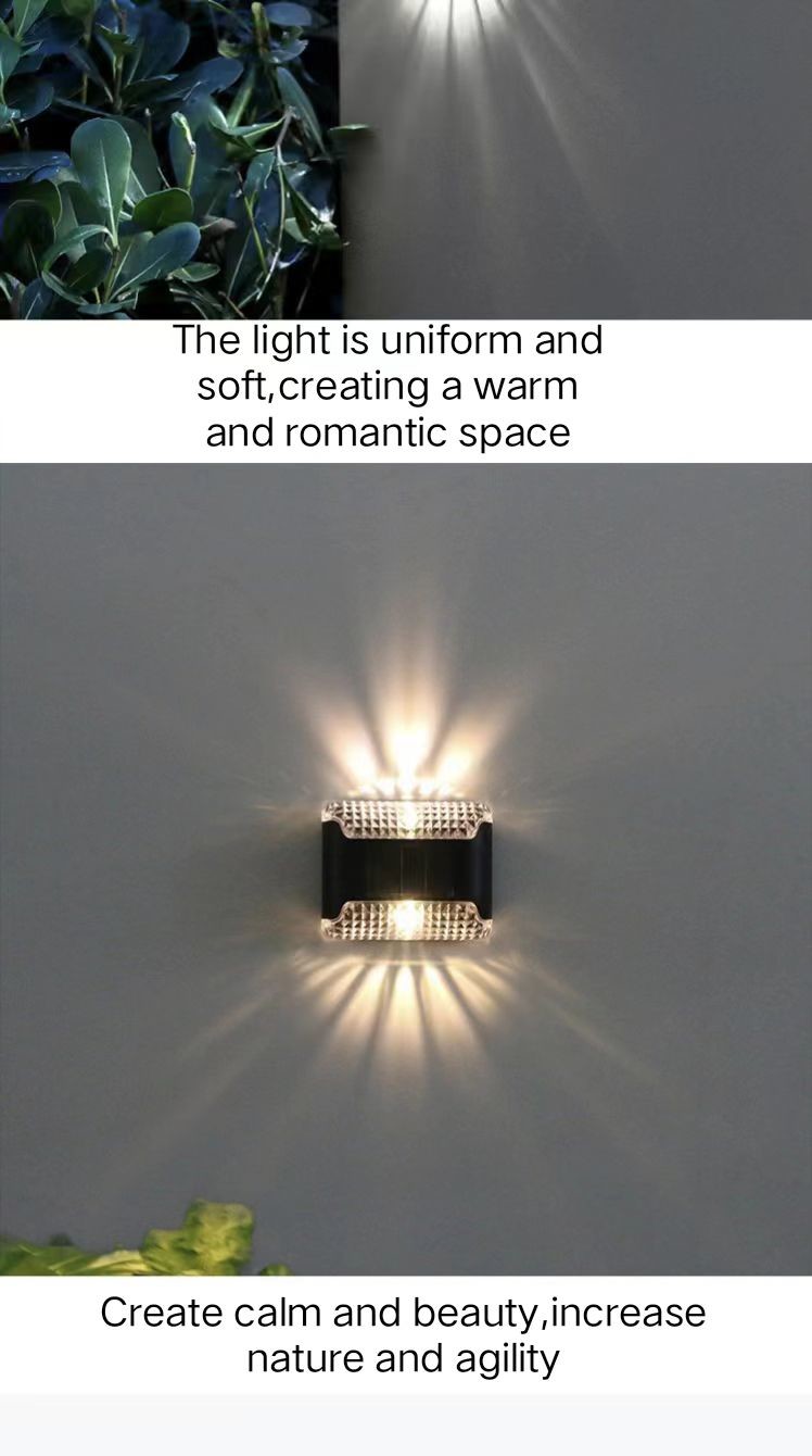Aluminum Alloy Solar Wall Lights Outdoor Garden Porch Fence Wash LED