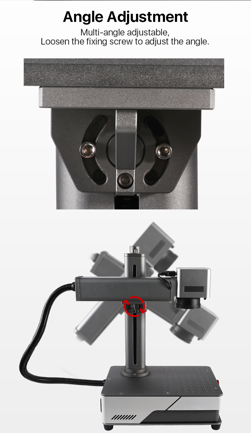 20W Portable Fiber Laser Marking Machine With Rotary Complimentary Worktable Rotating Head and Fixture Water Cooling 's