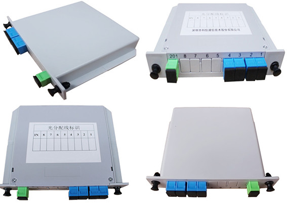1 To 4 Fiber Optic Splitter , 19 Inch PLC Splitter Module LGX Mental Box