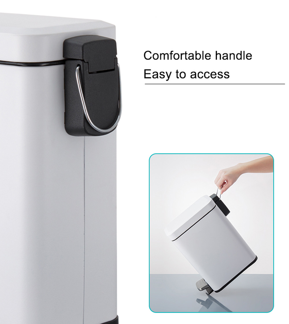 Stainless Steel Foot Pedal Trash Bin 5L Rectangular with Soft Close Lid