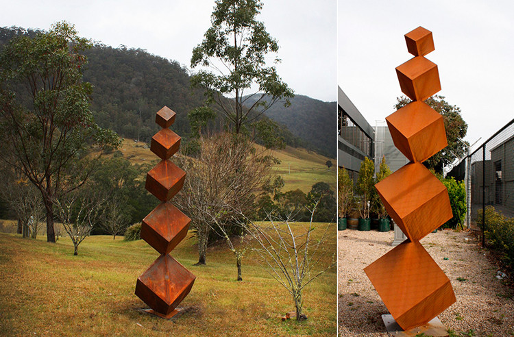 Rusted Curve Line Decor Yard Lawn Outdoor Modern Danger Block Corten Steel Sculpture