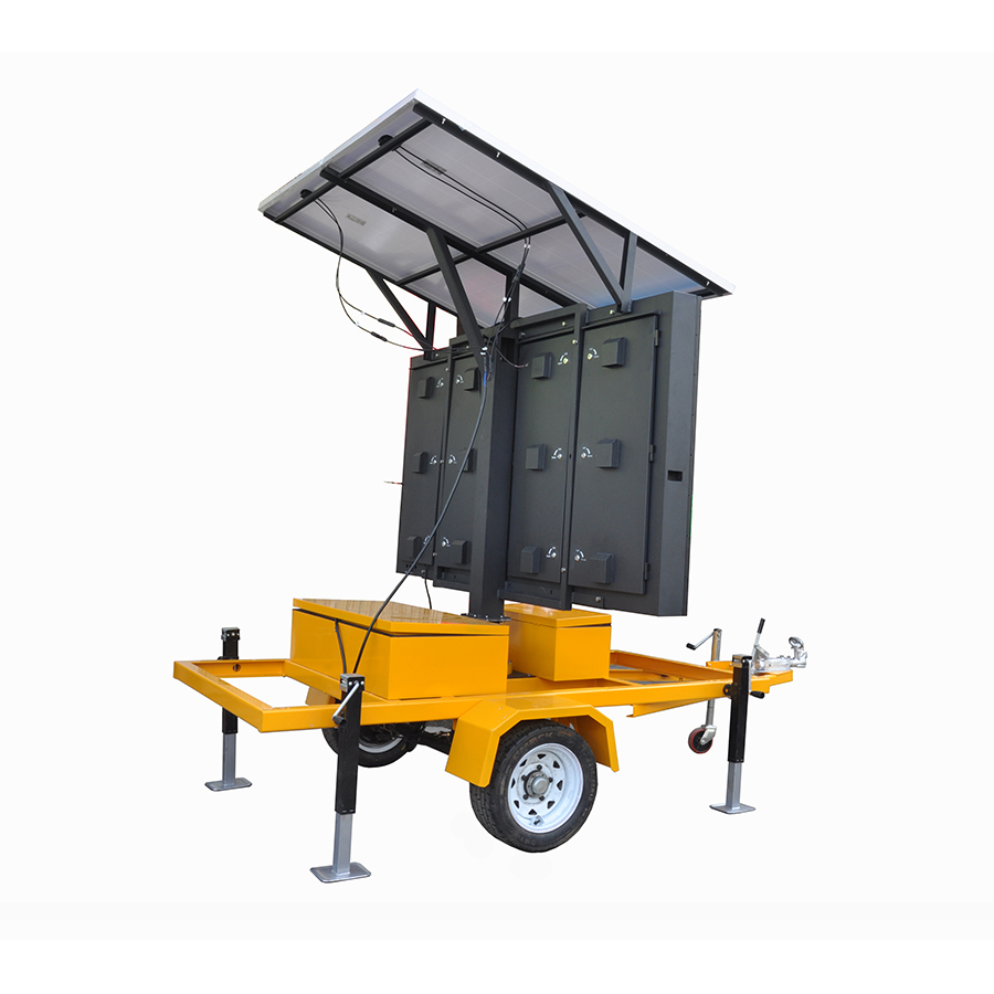 Trailer Mounted Solar Traffic Vms Sign Board Guiding Communication TCP/IP Mobile Angle 70°