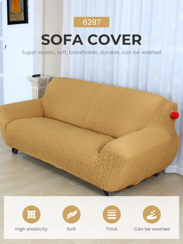 Super Elastic Three-seat Sofa Covers in Light Luxury Style with Seersucker Fabric