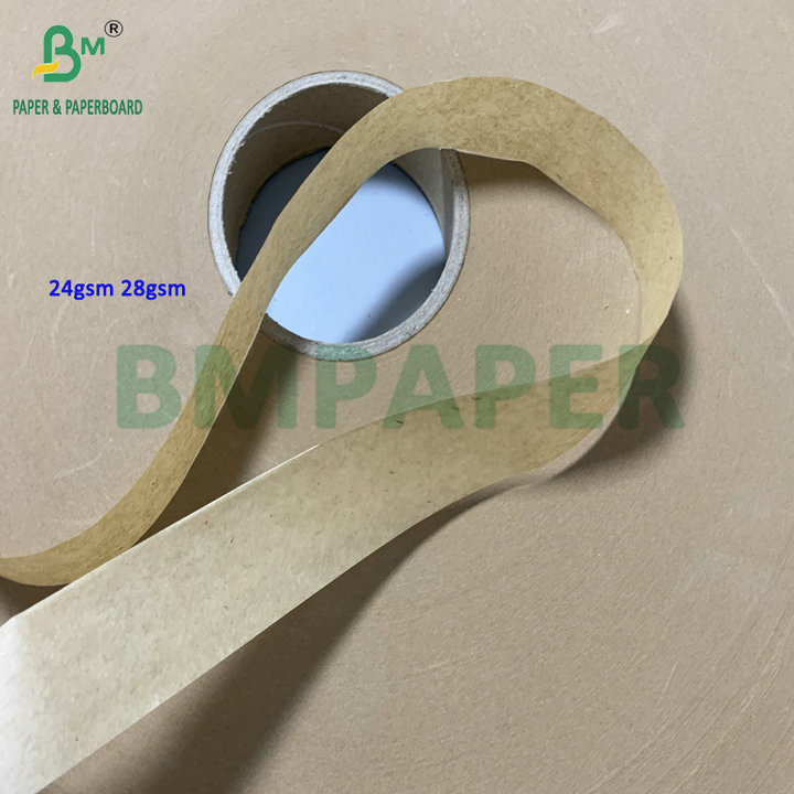 Slitting Small Sizes 30mm 32mm 24gsm 28gsm Brown Kraft Wrapping Paper For Straw Packing 