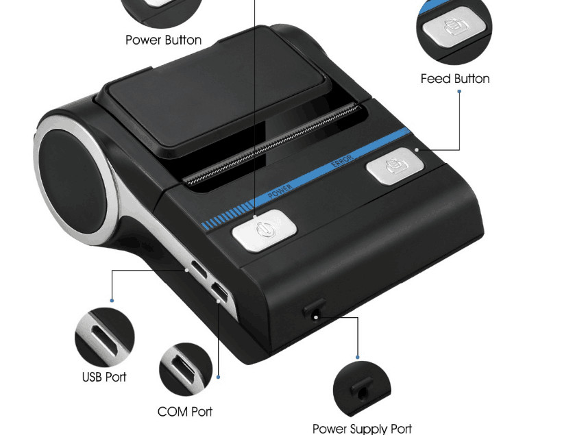 Supermarket Receipt High Speed Line Printer 80mm Bluetooth Thermal Printer With Auto Cutter