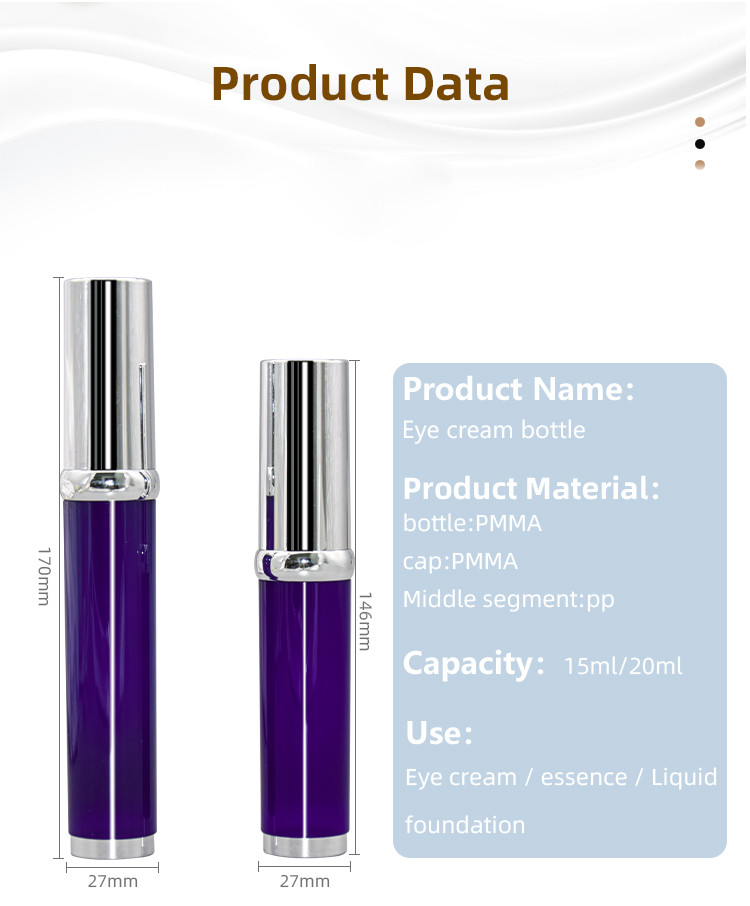 Acrylic Airless Vacuum Pump Bottle For Eye Cream Roller Ball Massage 15ml 20ml