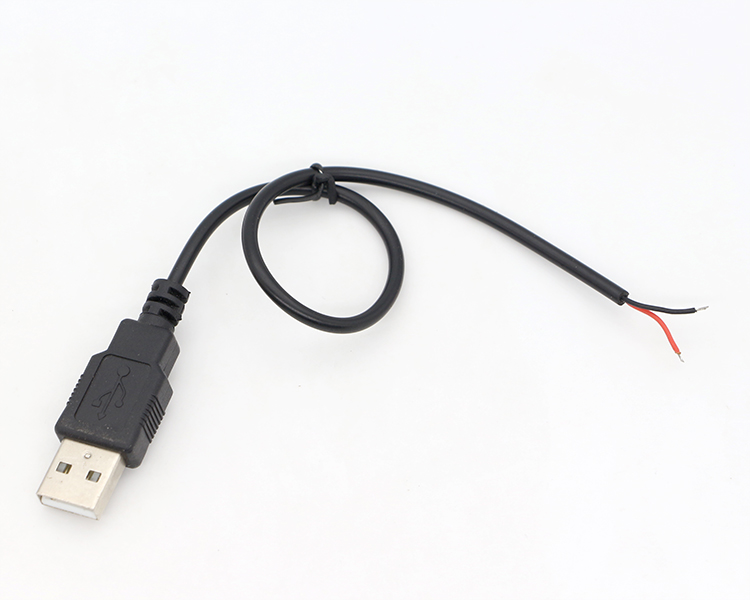 CUSTOM USB 2.0 A Male To Open Stripped Tinned Bare 2 Wire End Pigtail Power Cable