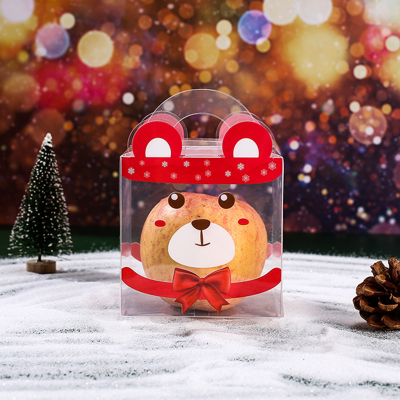 Transparent PET Foldable Candy Apple Boxes for Customized Gift Packing Christmas