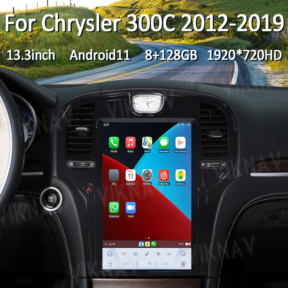 Stereo Touch Screen Car Radio For Chrysler 300C 2013-2019 Android 11 Wireless