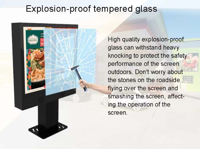Floor Stand Digital Signage Drive-Thru WiFi LCD Fast Food Marketing Display Self-Service Menu 55 Inch Outdoor Drive Thru Digital Signage