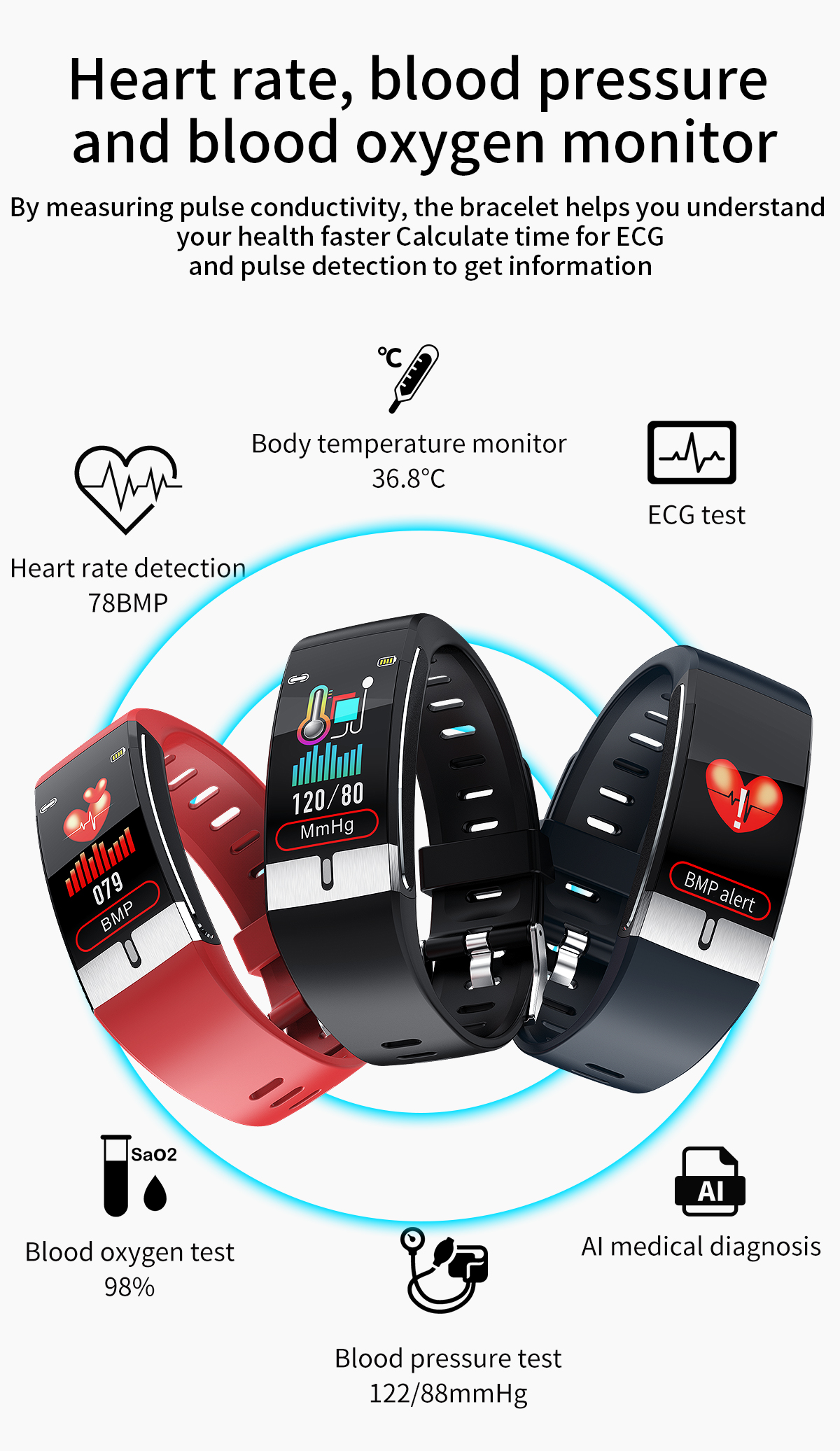 V08S SLIDER Heart Rate Smartwatch Blood Pressure Monitor Smart Watch With Earphone Earbuds Talk