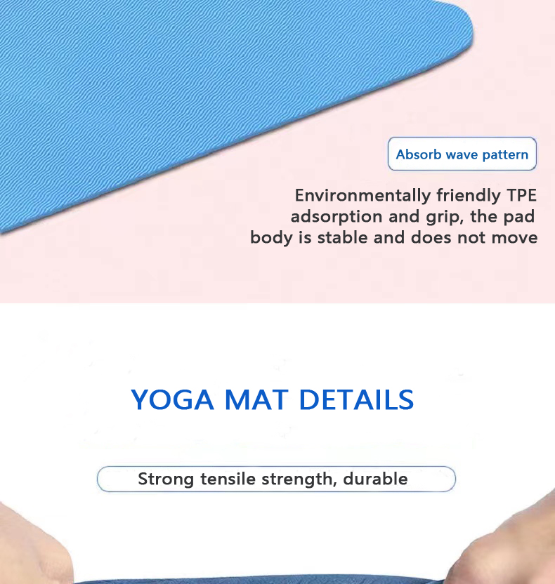 Home Non Slip Custom TPE Yoga Mat 6mm Sports Pilates Exercise Yoga Mat
