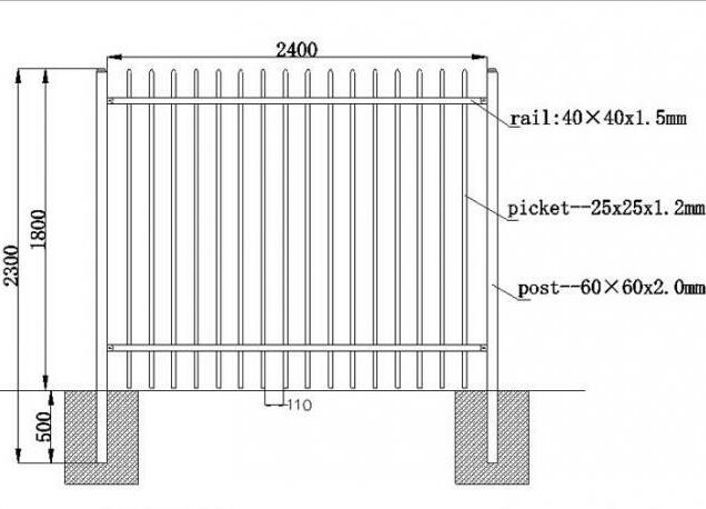 Australia standard black garrison spear tubular steel fence
