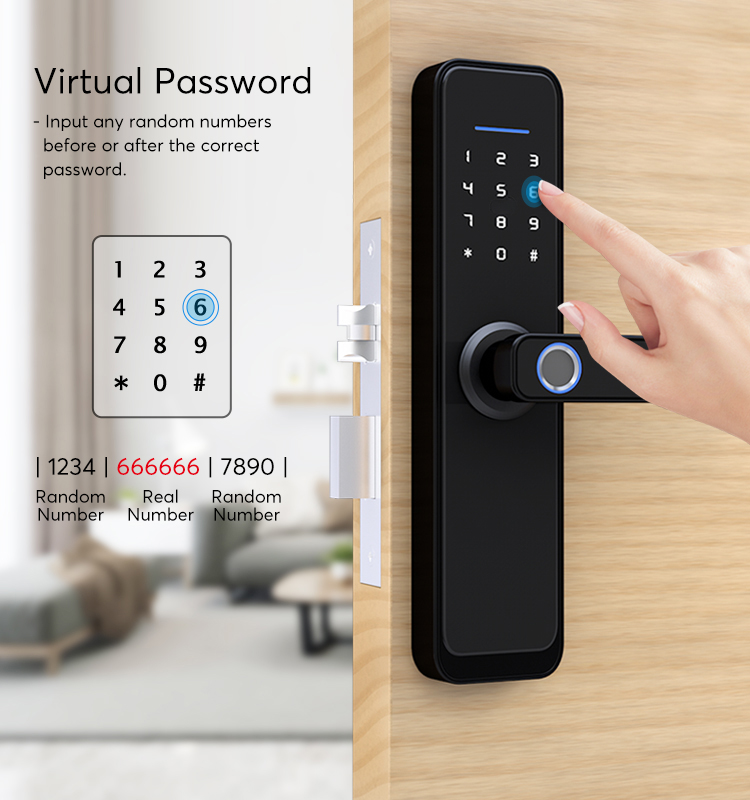 Tuya APP Door Lock Smart Fingerprint Door Lock For Bedroom