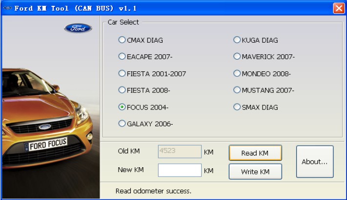 ford km tool is reading