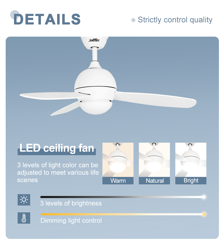 1stshine High Speed DC Motor Ceiling Fan with Remote and LED Light Remote Control