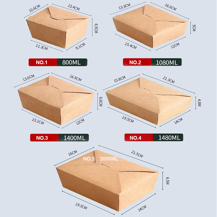 Custom CMYK Printing Kraft Cardboard Take Away Paper Box for Picnic Food Packaging