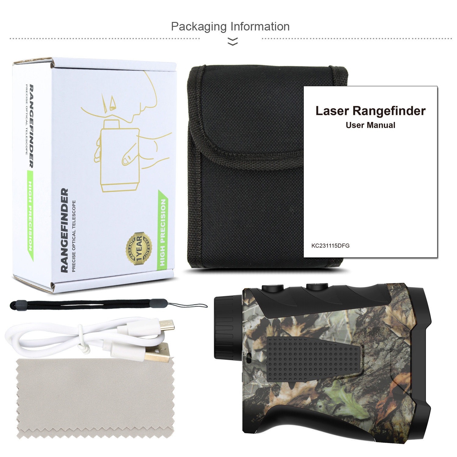 Kaemeasu Camouflage Waterproof Laser Rangefinder Long Range 6.5X Magnification