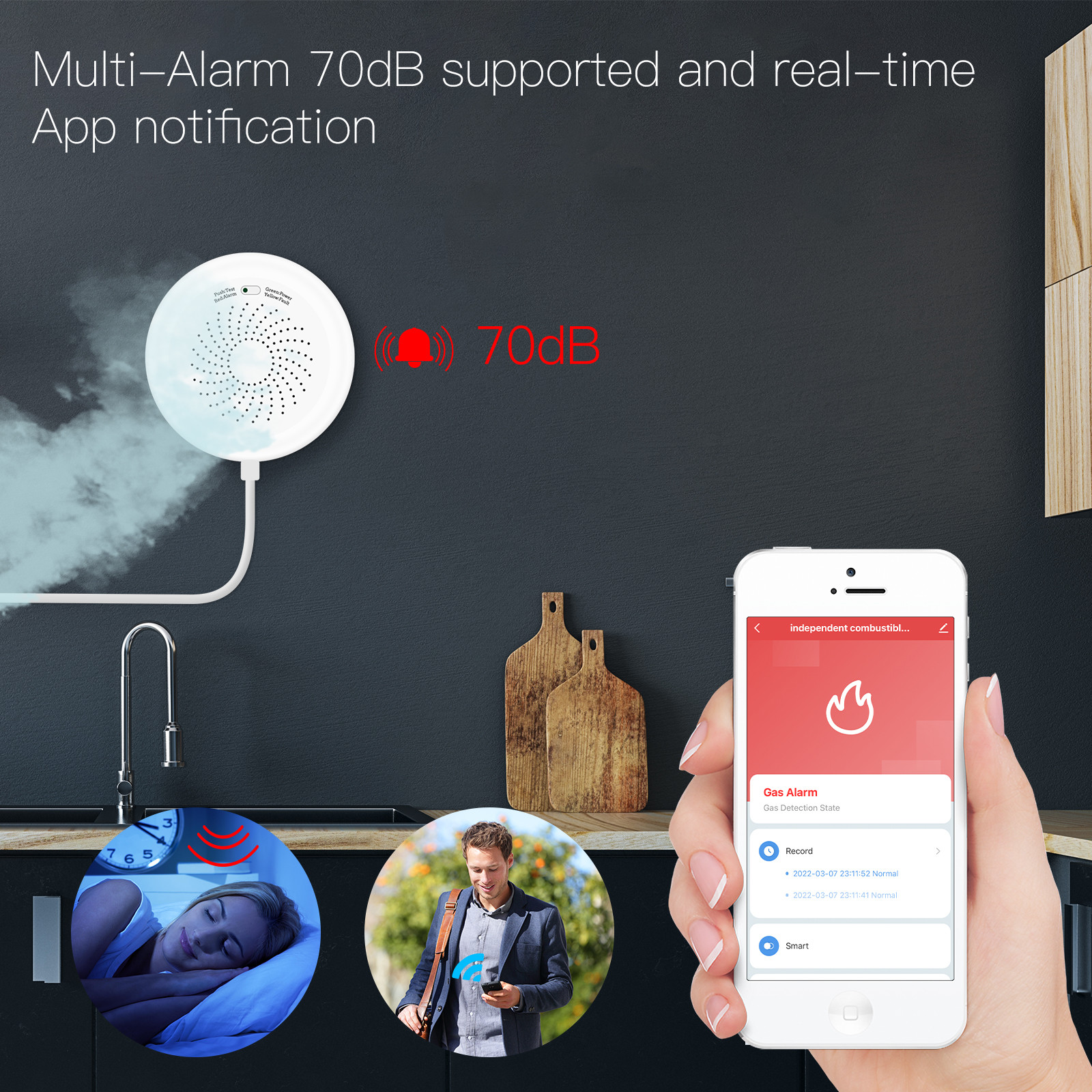 Alarm System Tuya Smart Life Devices Gas Leakage Detector Combustible Sensor