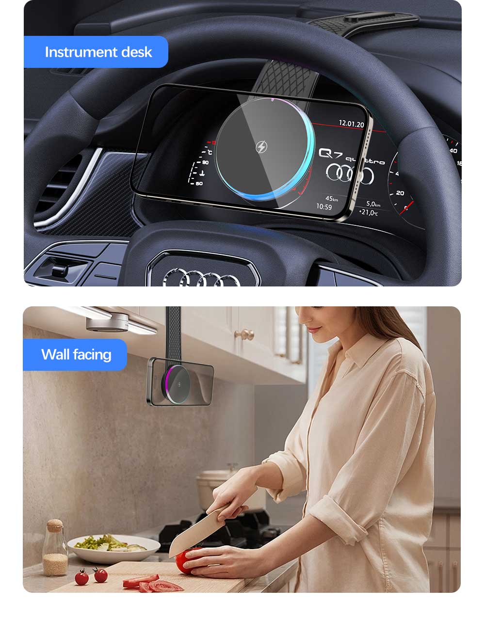 3 In 1 Magnetic Car Charger and Wireless Phone Holder for Charging Frequency 110-205KHZ