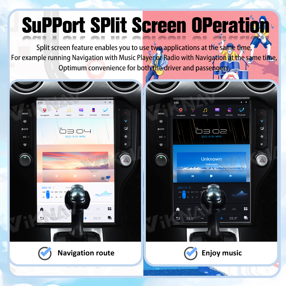 Viknav Car Radio For Ford Mustang (2015-2022) 14.4 inch Upgrade CarPlay Screen Android 13 Auto Head Unit GPS Navigation
