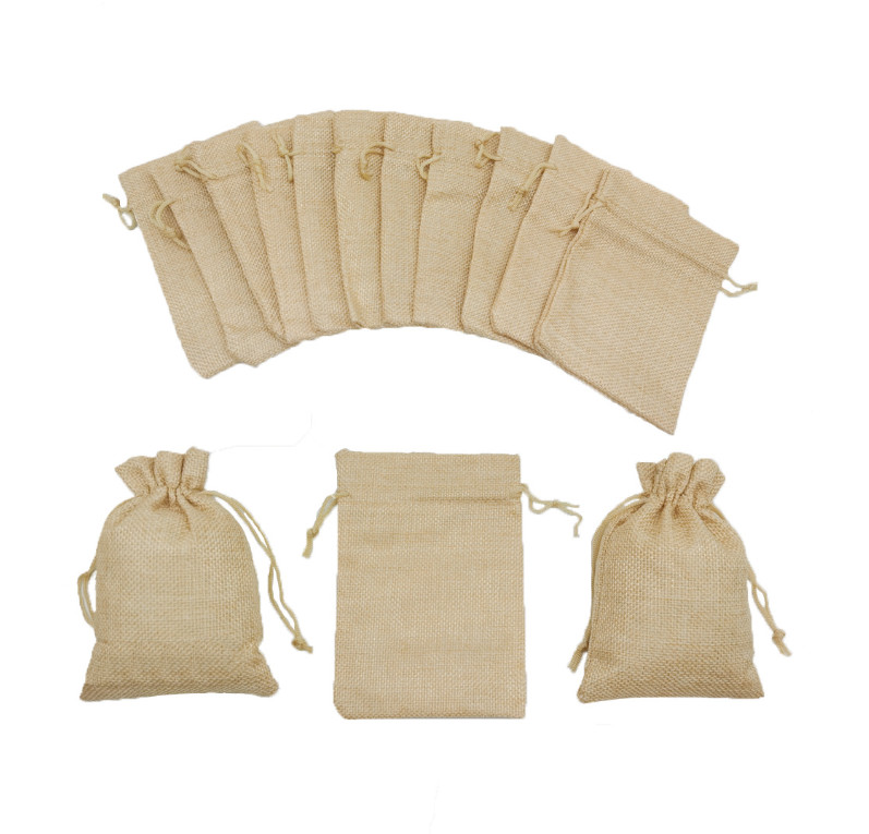 Gunny Burlap Fabric Drawstring Dust Bag Linen Pouch Personalised
