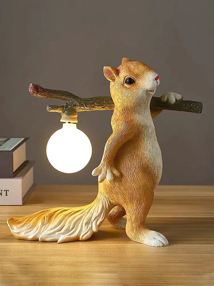 Home Decor Eye Protection Table Lamp Made In China Iron Rabbit Table Lamp Squirrel Bedside Table Lamps