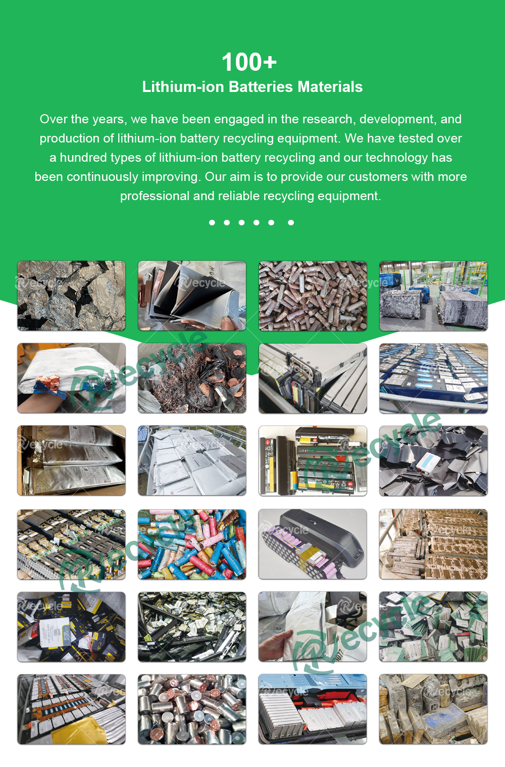 1Ton/H Car Battery Recycling Machine , E-Waste Lithium Battery Recycling Line