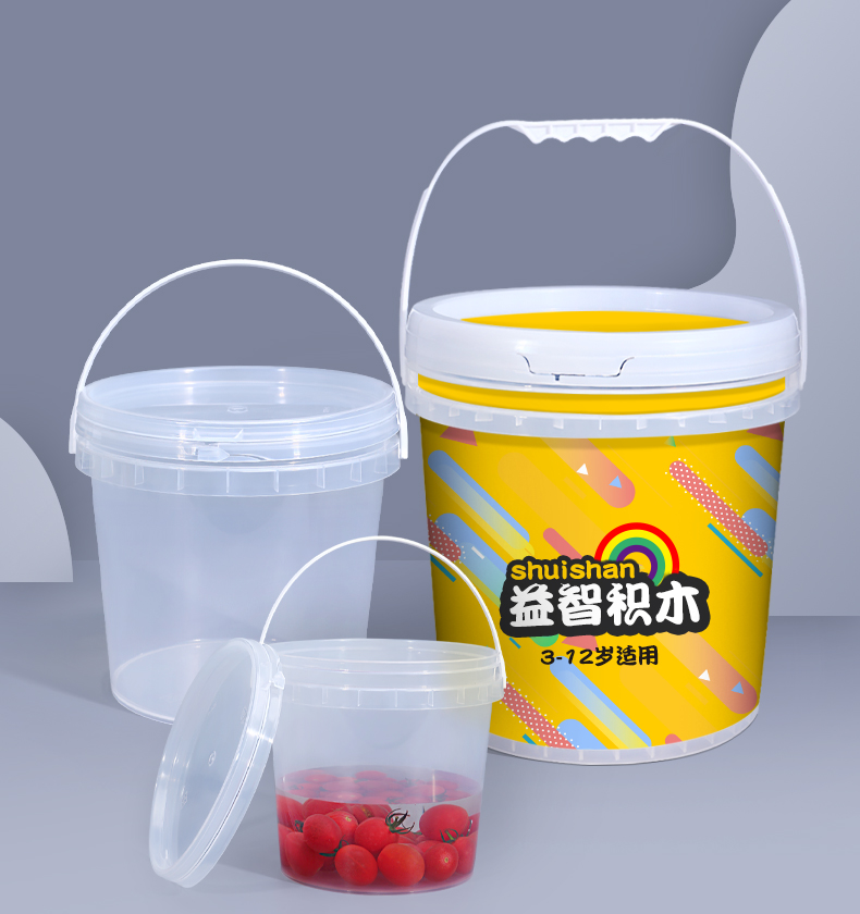 Customrized Logo White 1L Plastic Round Candy Tool Cookie Bucket With Lid And Handle