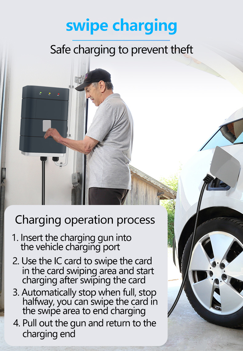 Level 2 32A LED LCD AC EV Charger Station 7KW Single Phase GBT Connection