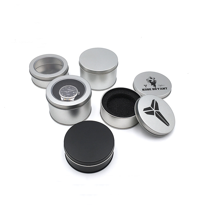 Cylinder Rustproof Printed Tin Boxes Multipurpose With PVC Window