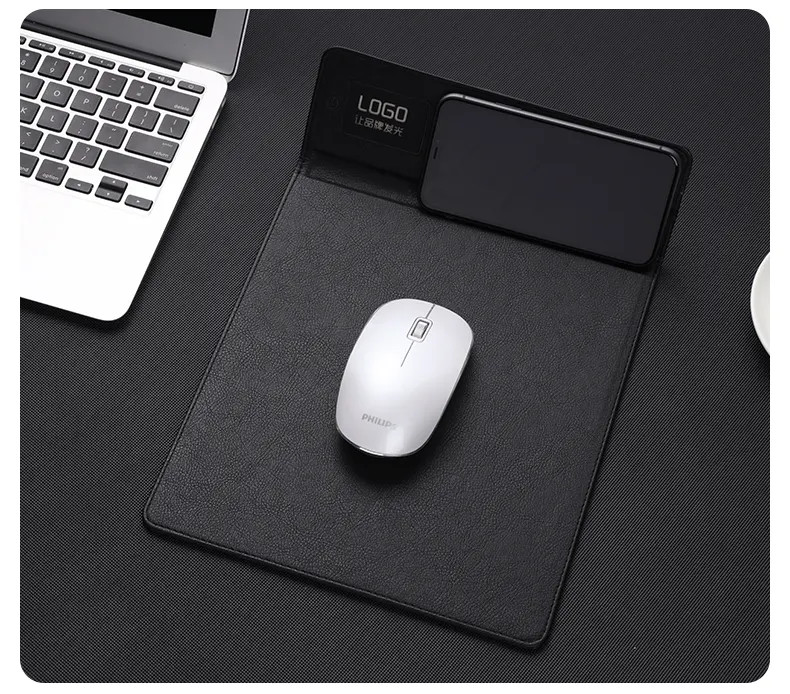 Rectangle Leather Multifunction Wireless Charging Mouse Pad Usb Smart Fast Charger