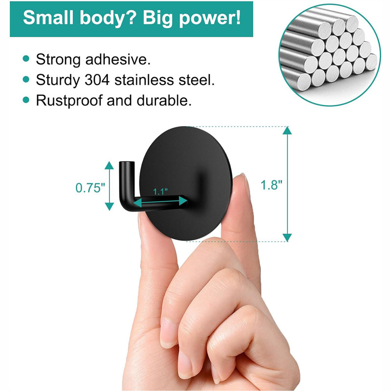Sturdy Stainless Steel Strong Adhesive Heavy Duty Waterproof Shower Hook Adhesive Wall Hooks