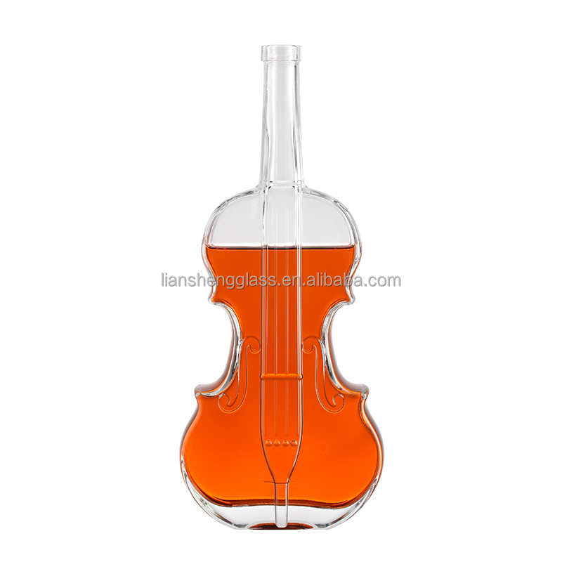Custom Size Accepted Guitar Shaped Whisky Glass Bottle for Wine