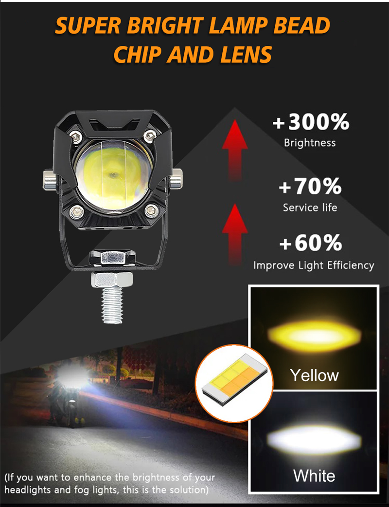 Square Style Red White Yellow Blue Flashing Universal Motorcycle LED Light