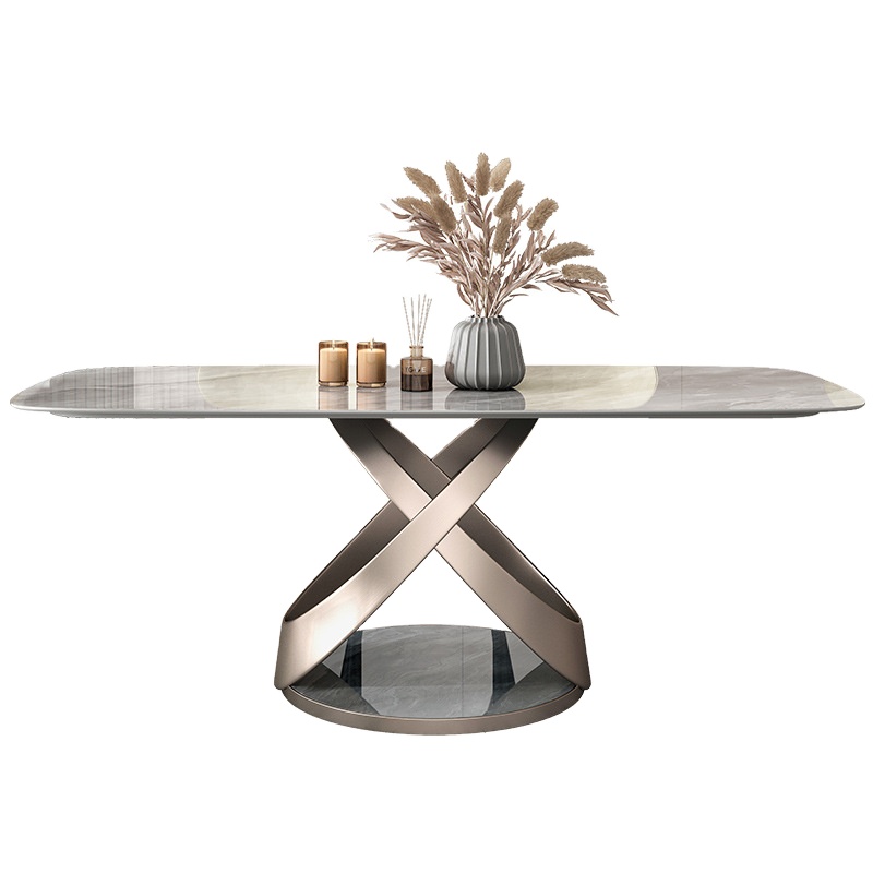 White Grey Marble Stone Dining Table And Chairs 4 6 Pc Dining Room Set