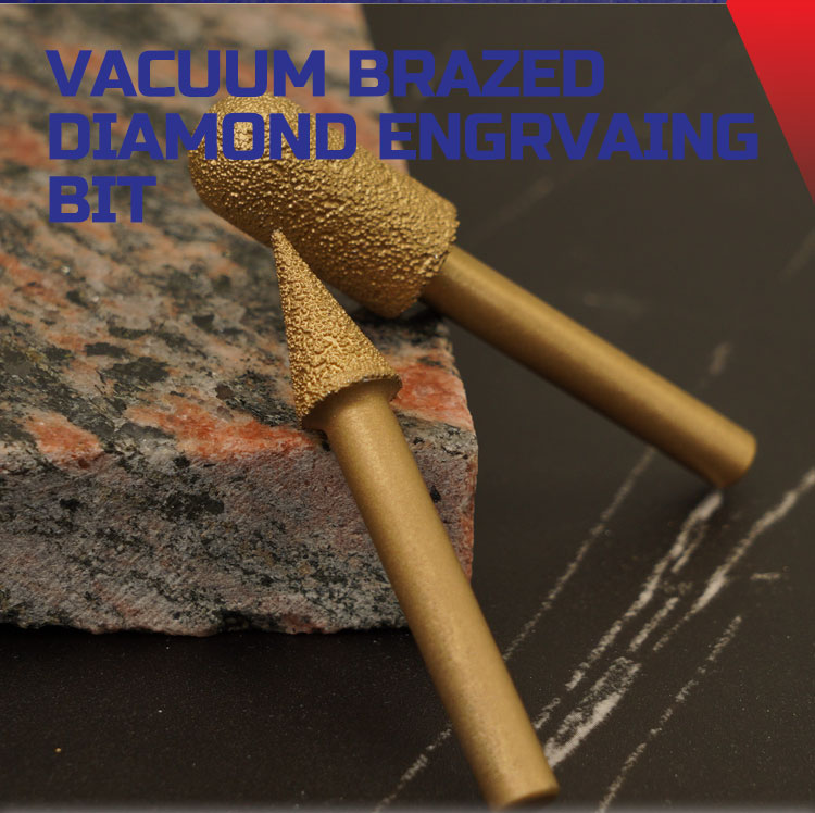10MM Vacuum Brazed Diamond Stone Carving Bit with Engraving Function and TiCN Coating