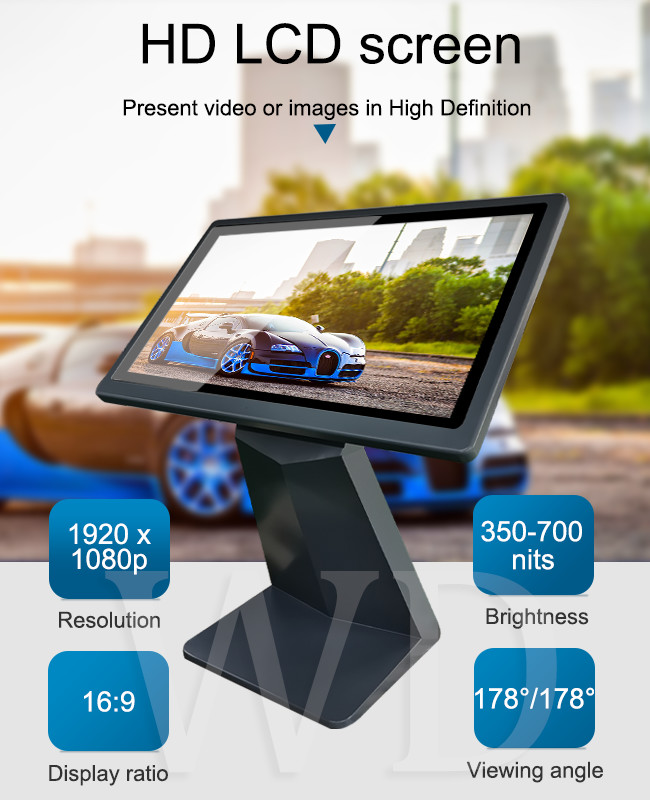 1920*1080P 43 Inch Interactive Touch Screen Kiosk Multi Touch
