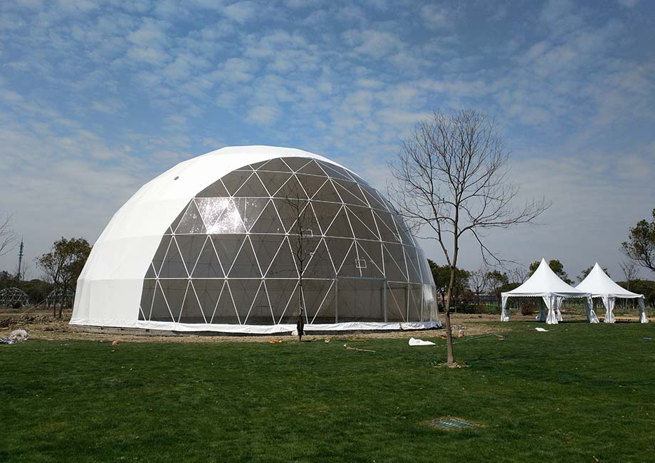 outdoor event waterproof PVC prefab glamping geodesic dome tent house