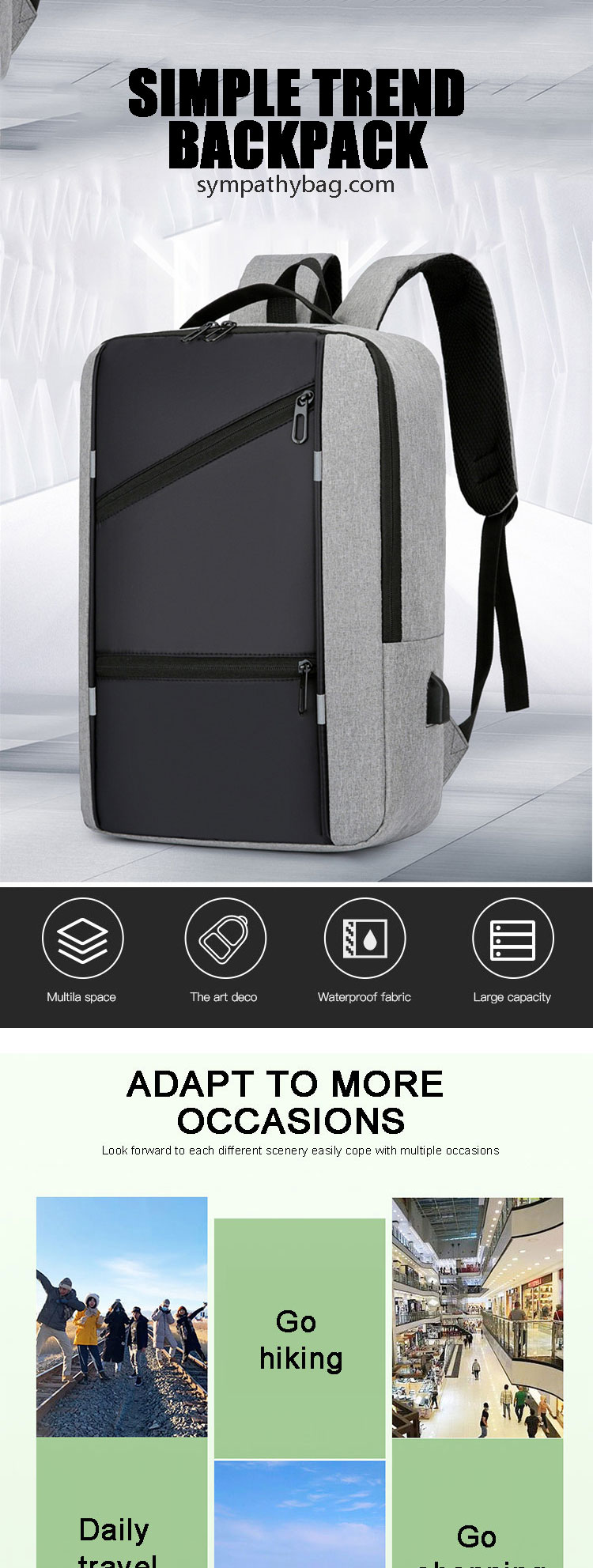 OEM Large Capacity Oxford Sports Backpacks Multifunctional For Students