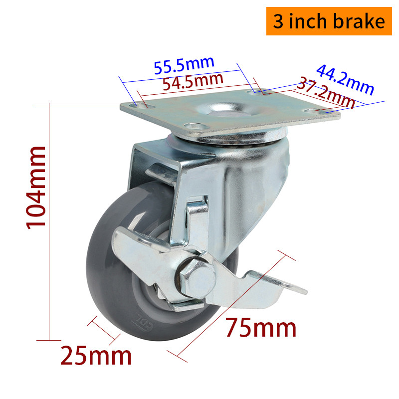 80kg load Light Duty Casters Zinc Coating 3 Inch Swivel Casters 363P-76