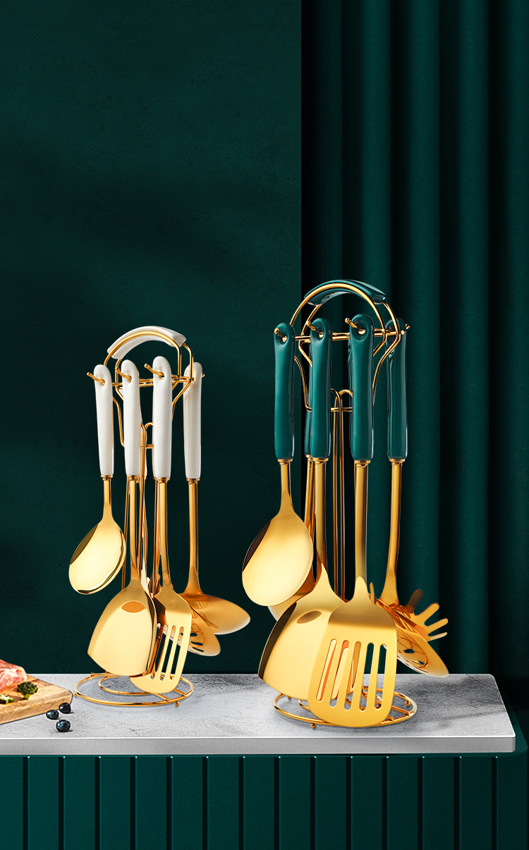 Ceramic Stainless Steel Kitchen Utensils Set Nordic Style For Cooking