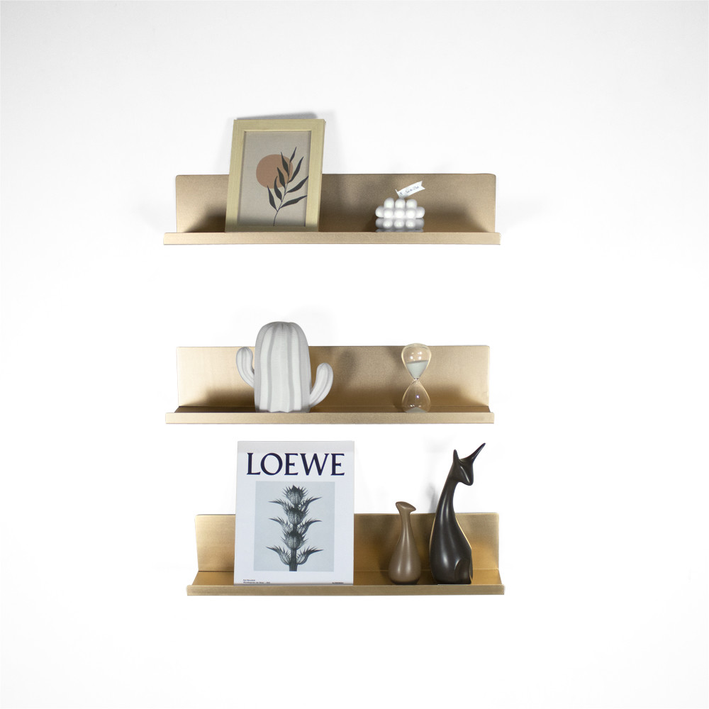 Modern Aluminum Structural Frame L Shape Golden Floating Shelf Wall