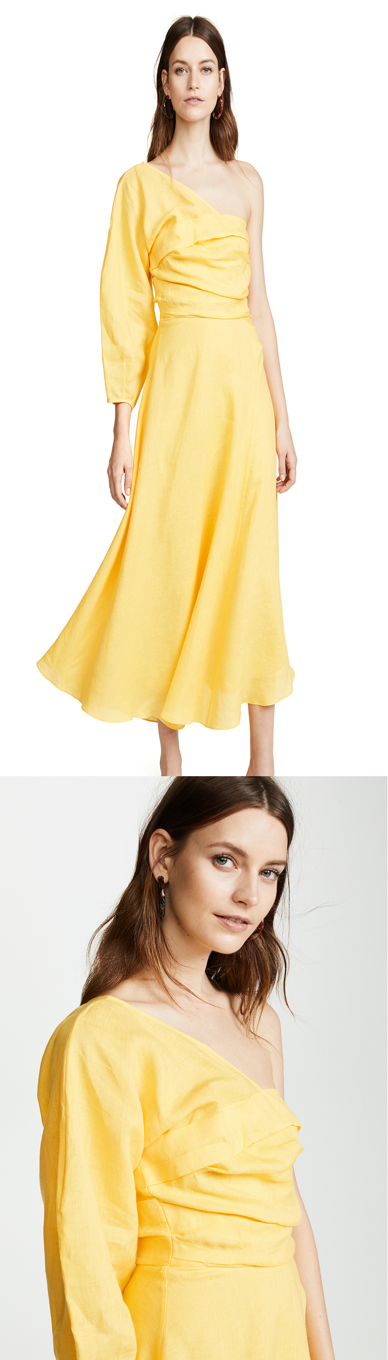 Fashion Asymmetrical Clothing One Shoulder With Long Sleeve Woman Maxi Dress Summer