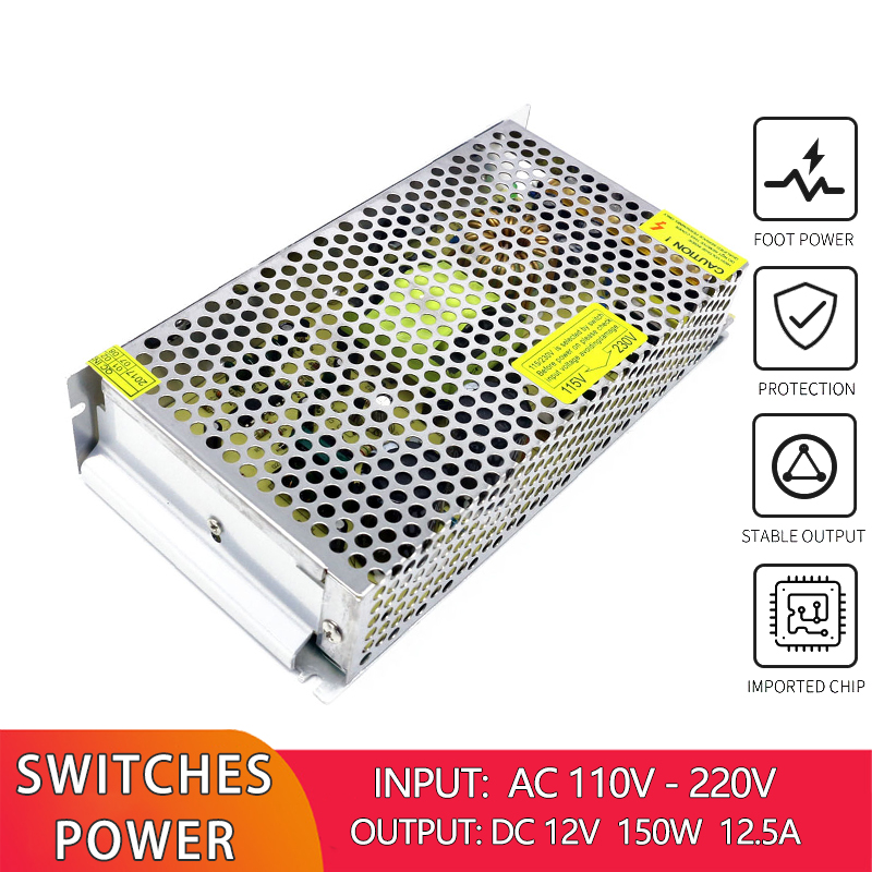 Aluminum Case 12.5A Switch Power Supply 110V 220V AC To DC 12V 12V 150W