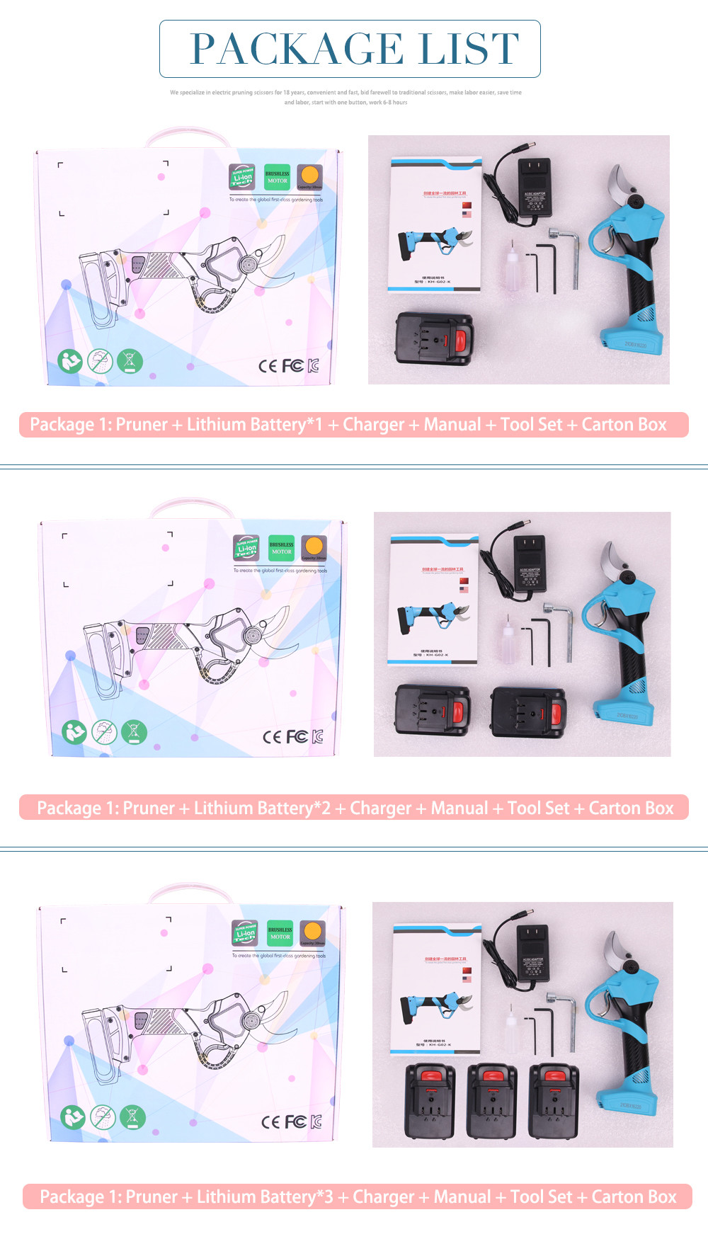 3.0CM Electric Bypass Pruner Cordless Electric Pruning Shear Scissors with Finger Protection 21V